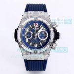 Swiss Replica Hublot Big Bang Unico Sapphire Watch 45mm Blue Dial Diamond Bezel
